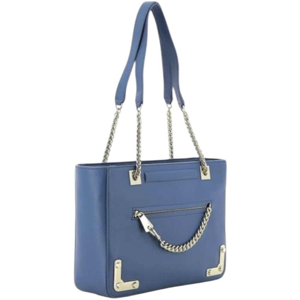 Furla Blue Leather Chain Tote Shoulder Bag with Gold Hardware - Picture 8 of 11